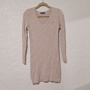Tommy Hilfiger Light Tan V-Neck Knit Dress